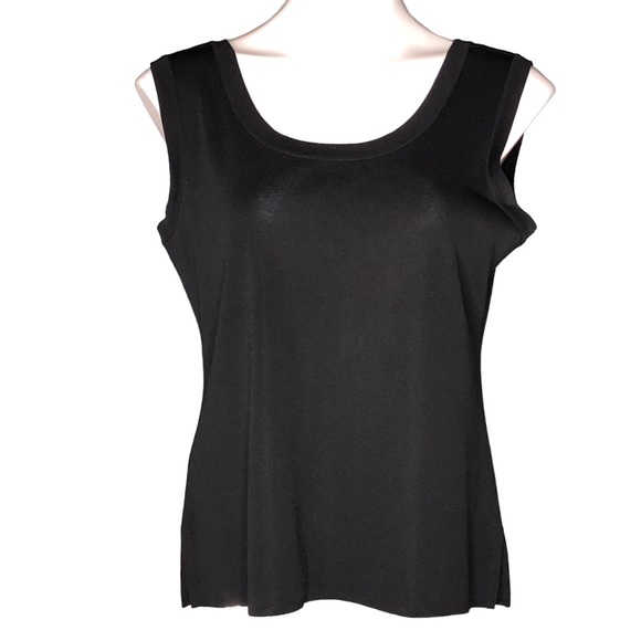 Misook Tops - Exclusively Misook Petite Black Sleeveless Deep Scoop Neck Stretch Knit Shell